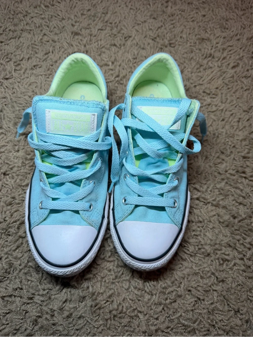 Converse Kids Mint Blue Canvas Low-Top Sneakers